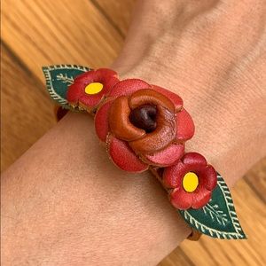 Leather Flower Bracelet